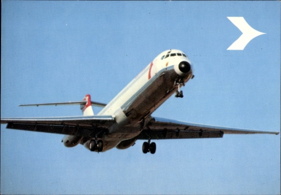 Postcard Douglas DC 9 Super 80, Austrian Airlines, Austrian passenger aircraft