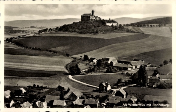 Postcard Altwiedermus Ronneburg Hessen, aerial photograph, Ronneburg