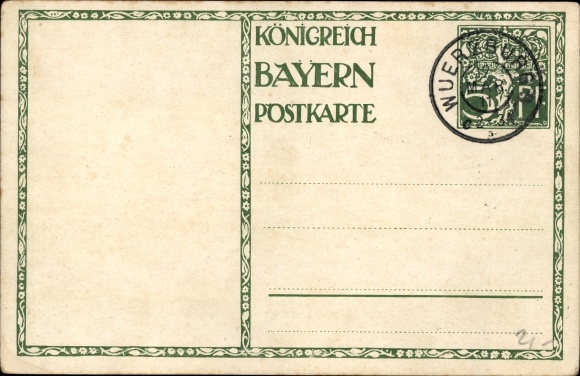 Postal stationery artist PC Diez, M., Prince Regent Luitpold of Bavaria, 1821 to 1911, carriage