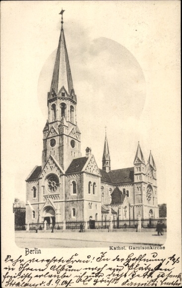 Postcard Berlin Kreuzberg, Catholic Garrison Church