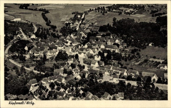 Postcard Kupferzell in Württemberg, aerial photograph