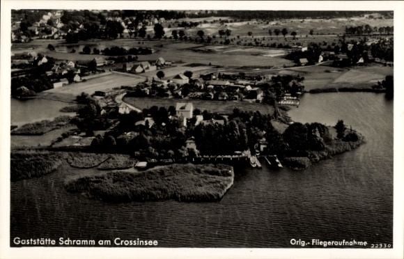 Postcard Wernsdorf Königs Wusterhausen, Crossinsee, Krossinsee, restaurant, aerial photograph