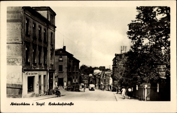 Ansichtkaart Netzschkau in het Vogtland, Bahnhofstrasse