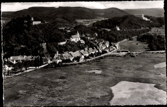Postcard Donaustauf in the Upper Palatinate, aerial view of castle, Walhalla, landscape, architecture