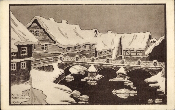KP artystyczna Kaltennordheim w Rhön, most kościelny, zima