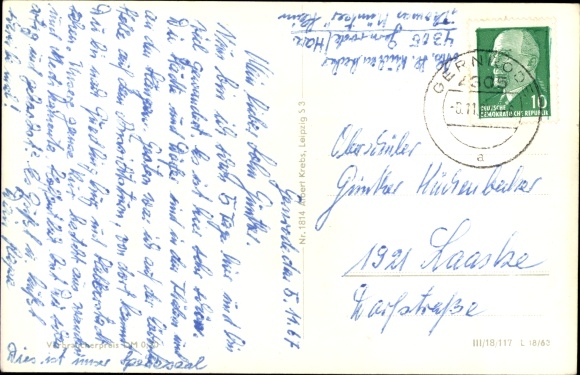 Postcard Gernrode Quedlinburg in the Harz Mountains, dining room from the company holiday home of the VEB Montan Thomas Munzer