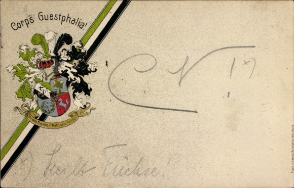 Studentika Ak Berlin Köpenick Oberschöneweide, Wappen eines studentischen Vereins, Corps Guestphalia