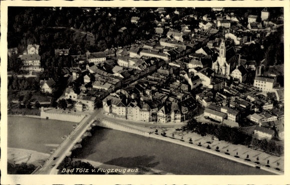 Postcard Bad Tölz in Upper Bavaria, aerial photograph