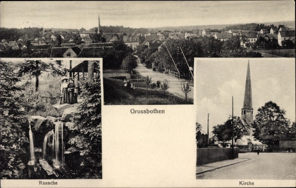 Ak Grossbothen Grimma in Saksen, lawaai, kerk