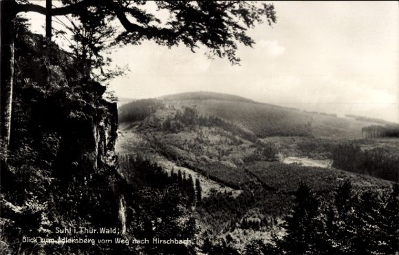 Ak Schmiedefeld am Rennsteig Suhl, Bahnhof Rennsteig, Blick auf den dlersberg, Waldlandschaft, Su