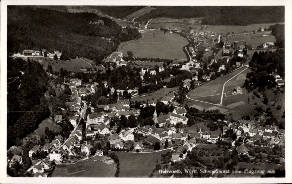 Postcard Bad Herrenalb Black Forest, aerial photograph of the town