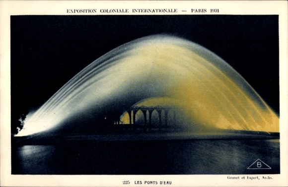 PC Paris, Colonial Exhibition 1931, Water Bridge, Night Lighting