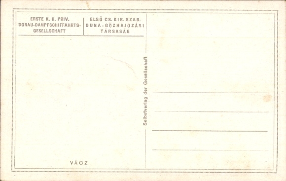 Artist Postcard Schmidt, R., Vácz Vác Hungary, Danube cruise, salon steamer