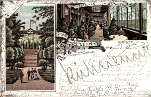Chromo-Litho Celle in Lower Saxony, Restaurant and Summer Theater Berggarten, Owner E. Westerwald