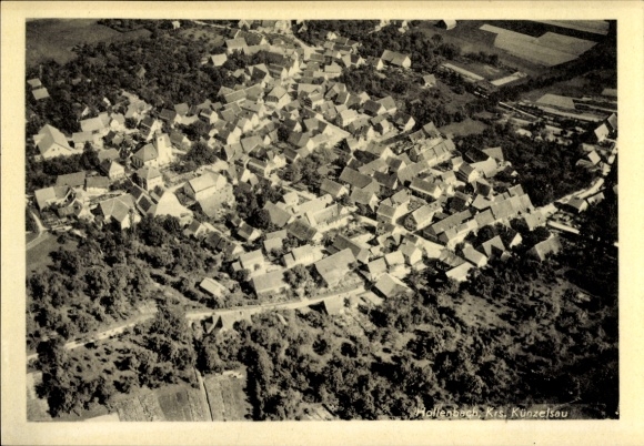 Postcard Hollenbach Mulfingen an der Jagst Hohenlohekreis, aerial photograph