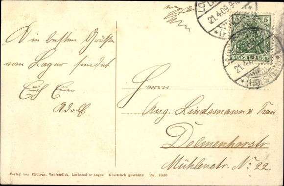 Postcard Lockstedt in Schleswig Holstein, Lockstedter camp, casino, long view, gun park