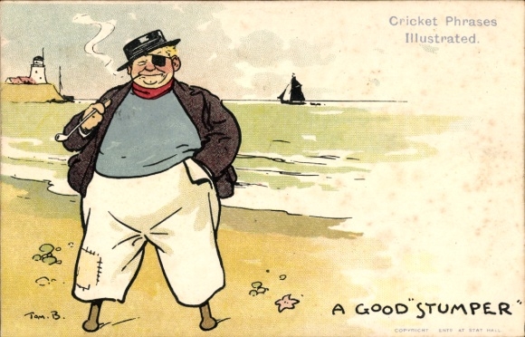 Artist Postcard Browne, Tom, Cricket Phrases Illustrated, a Good Stumper