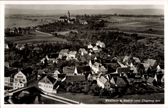 Postcard Westheim Rosengarten in Württemberg, aerial photograph