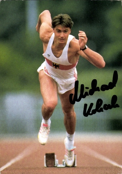 Autograph card of German decathlete Michael Kohnle, autograph