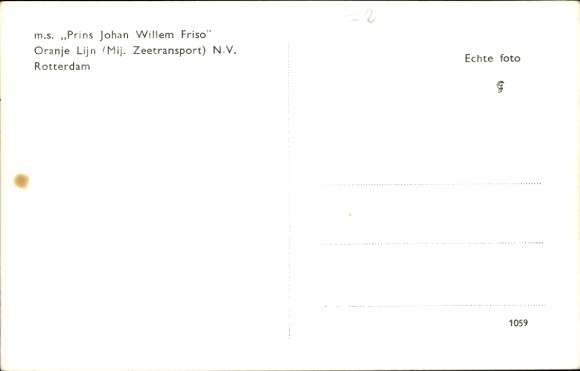 Ak vrachtschip MS Prins Johan Willem Friso, Oranje Lijn