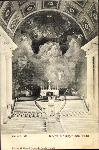 Postcard Ludwigslust in Mecklenburg Vorpommern, Lutheran Church, interior view