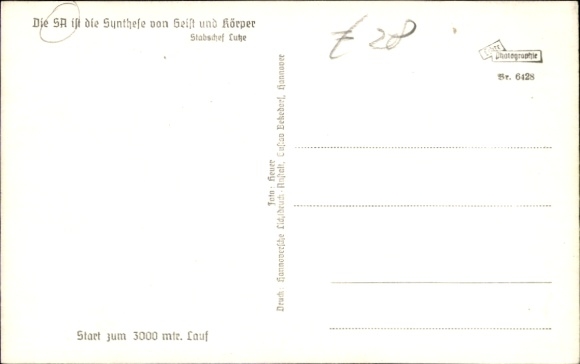 Postcard The SA is the synthesis of mind and body, quote Lutze, SA men, start of the 3000-meter run