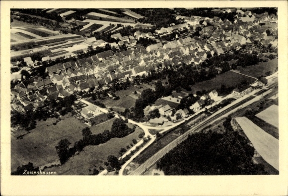Postcard Zaisenhausen, aerial photograph