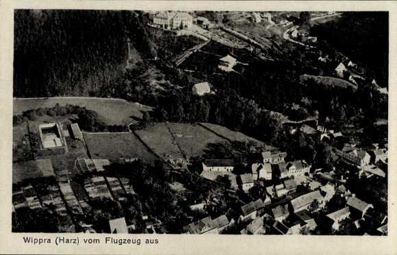 Postcard Wippra Sangerhausen am Harz, aerial photograph