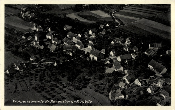 Postcard Wolpertswende in Württemberg, aerial photograph