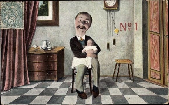 Postcard No. 1, man with toddler, father