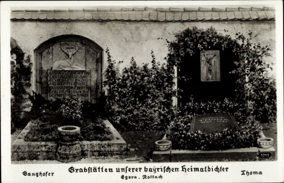 Ak Egern am Tegernsee Oberbayern, Grabstätten unserer bayrischen Heimatdichter Ludwig Ganghofe...