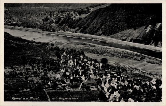 Postcard Bruttig Fankel on the Moselle, aerial photograph