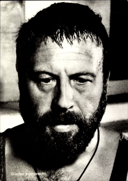 Postcard actor Günter Lamprecht, portrait, autograph