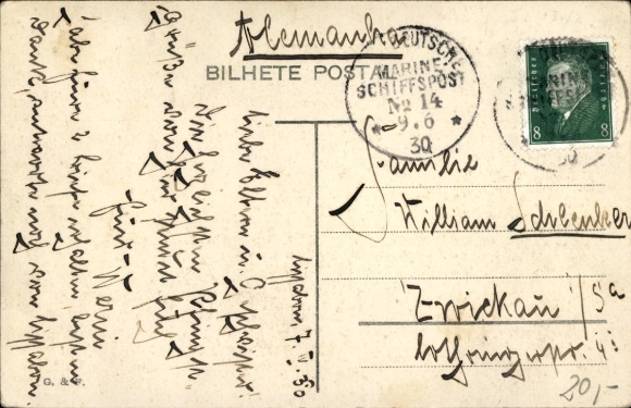 KP Stamp Imperial German Navy Ship Post No. 14, MSP, Reichsmarine
