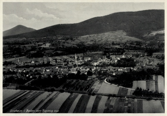 Postcard Sinzheim in Baden, aerial photograph