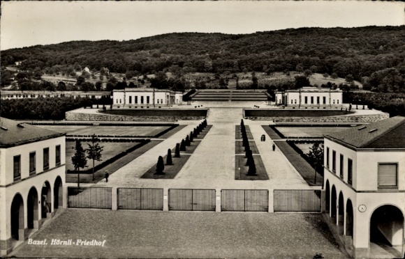 KP Basel City Szwajcaria, Cmentarz Hörnli, ogród, budynek, punkt widokowy