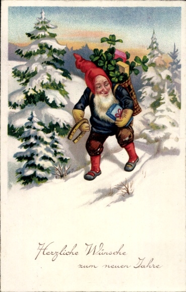 PC Happy New Year, dwarf, lucky clover, horseshoe