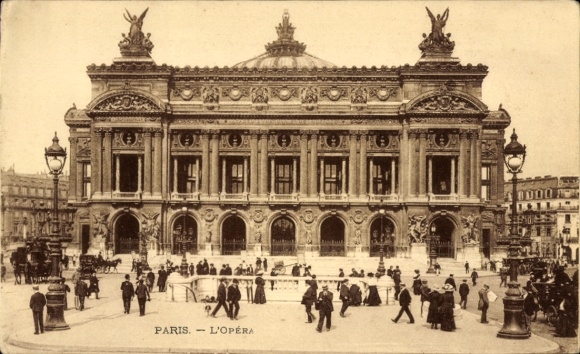 Postcard Paris IX Opéra, L'Opéra, architecture, crowd, street lamps