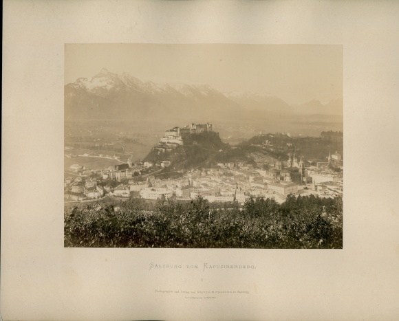 Photo around 1880, Salzburg from the Kapuzinerberg, panorama with Hohensalzburg Fortress and the city