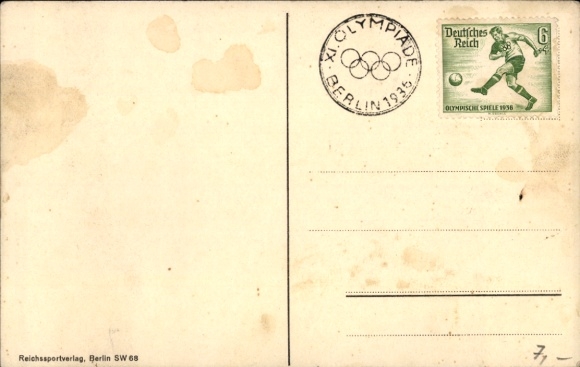 Postcard Olympia Berlin 1936, flags of the participating countries