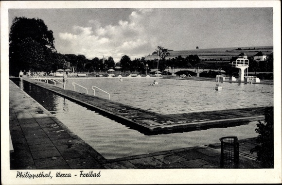 Postcard Philippsthal on the Werra, outdoor pool, swimming pool