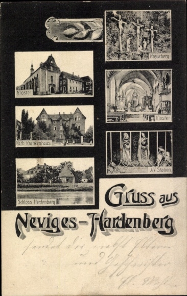 Postcard Hardenberg Neviges Velbert North Rhine Westphalia, monastery, castle, hospital