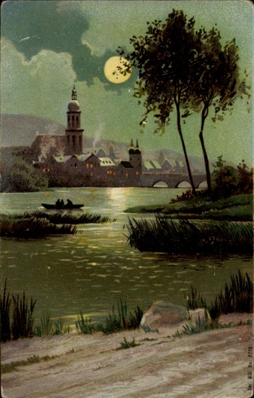 Artist Postcard local section, church, bridge