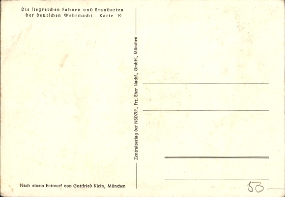 Artist Postcard Klein, Gottfried, Flags and Standards of the German Wehrmacht, Kriegsmarine