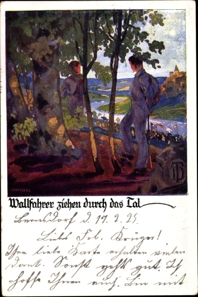 Artist PC Amtsberg, Otto, pilgrims pull through the valley, German Turnerschaft