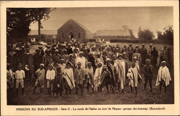 Ak Basutoland Lesotho, Missions du Sud-Afrique, La sortie de l'eglise un jour de Paques