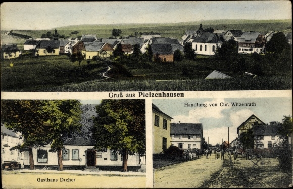 Postcard Pleizenhausen im Hunsrück, general view, Gasthaus Dreher, plot Chr. Witzenrath