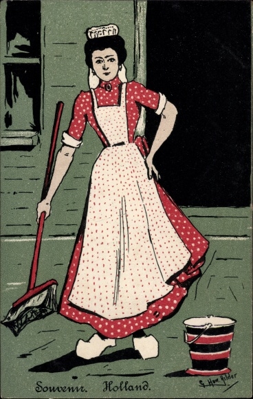 Artist PC Dutch maid with broom
