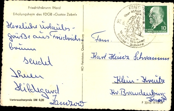 Postcard Friedrichsbrunn Thale im Harz, FDGB convalescent home Gustav Zabel, bar