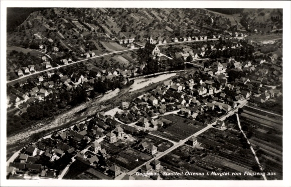 Postcard Ottenau Gaggenau in the Murg Valley, aerial photograph